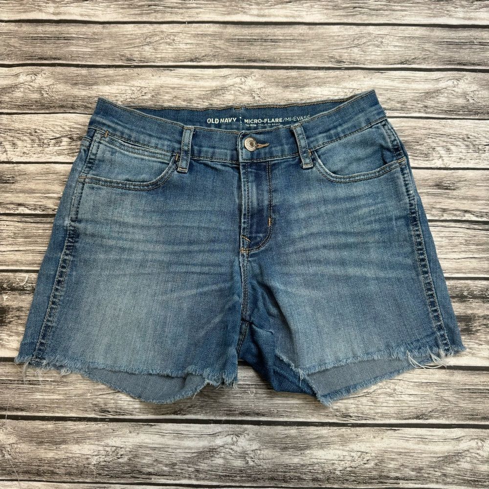 Women's Old Navy Distressed Cutoff Jean Shorts Stretch Denim Size 2 Raw Hem